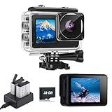 Xilecam Action Camera with 32GB Memory Card Waterproof Cameras 4*Zoom Dual Screen 131FT(40m) Waterproof Underwater Camera with 2X Batteries and Multifunctional Accessories Action Cam