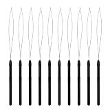 10 Pcs Hair Extension Loop Threader, Bead Hair Extension Tools, Black