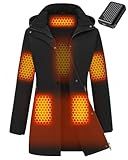 Women Long Heated Jacket Battery Pack Included Waterproof Ladies Coat with Hoodie 12v 7.4v Graphene Rechargeable Usb Electric Winter Apparel Clothes Sweater Sweatshirt Hoodie Vest Work Cold Weather
