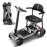 SCOOTNGO Mobility Scooters for Seniors & Adults, 4 Wheel Lightweight Foldable Mobility Scooter with Dual Removable Batteries, Electric Powered Airline Approved Travel, Long Range, 5 MPH, Silver Grey