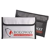 ROLOWAY Small Fireproof Bag (5 x 8 inches), Non-itchy Fireproof Money Bag for Cash, Valuables, Passport, Currency & Keys (2-Pack)
