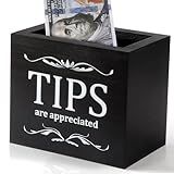 Yamahiko Tip Jars for Money Wooden Tip Collection Box Jar Bucket 6 x 4 x 5 Inch Money Coin Storage Container Donation Suggestion Raffle Cash Box for Restaurants Musicians Bartender Bars Driver