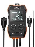 WILLHI WH2408 Temperature Controller 10A 1200W, Digital Thermostat Controlled Outlet Plug Switch for Reptile Terrarium Greenhouse Homebrew Aquarium Seedling Mat, Heating or Cooling Mode Thermometer