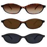 GUVIVI Retro Oval Sunglasses for Women Chic Cat Eye 90s Sunnies Lightweight Narrow Shades Trendy UV protection Sun Glasses