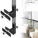 Magacyo Adjustable Patio Umbrella Holder - Outdoor Umbrella Base and Stand Metal Clamp for Fixed Deck Railing and Poles