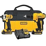 DEWALT 20V MAX Cordless Drill and Impact Driver, Power Tool Combo Kit , Includes 2 Batteries, Charger and Bag (DCK240C2)