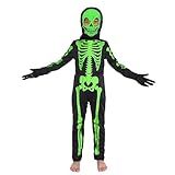 HB HBB MAGIC Halloween Kids Skeleton Costume Glow in The Dark Bone Outfit Boy Girl Toddler Skeleton Halloween Costume 4T Bone Outfit Jumpsuit for Child