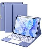 Harvopu Compatible with iPad Air 11 Inch & Air 5th/ Air 4th Generation Case with Keyboard - Multi-Touch Trackpad, 7-Color Backlit, Detachable Folio Cover for Air 11-inch M3/M2 (2025/2024) (Blue)
