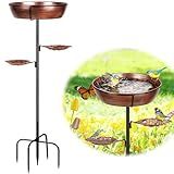 Olpchee Metal Bird Bath for Outdoor - Garden Bird Bath with Removable Bowl Heavy-Duty Base, Winter Birdbath Feeder Rust-Proof Birdbaths for Garden Yard Lawn Decor, Easy to Install(Bronze)