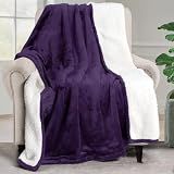 Utopia Bedding Sherpa Blanket Throw Size (Plum, 50x60 Inches) - Soft Lightweight Plush Fleece Reversible Blanket for Bed, Sofa, Couch, Camping and Travel
