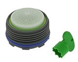 Neoperl Ultra Low Flow PCA Cache Spray Aerator, Tiny Jr/TJ Size, 0.5 GPM, Lime Green/White Dome, Spray Stream, M18.5 x 1 Threads, Bundle With Key (2 Items)