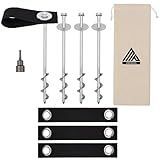 Trampoline Anchors High Wind Heavy Duty 12" Set of 4/6/8 with Straps, Drill Bit - Trampoline Anchor Kit - Trampoline Stakes Anchors High Wind - Ground Anchors - Trampoline Wind Stakes - Ground Stakes