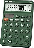 CATIGA 12 Digit Desktop Calculator Basic Desk Calculator with Large LCD Display, Big Buttons, 4 Function, Solar and Battery Dual Power, for Office, School, Home, SD-1292 Green