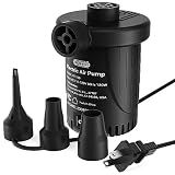 Dr.Meter Air Pump for Inflatables: AC 110V Air Mattress Pump with 3 Nozzles - Quick-Fill Electric Inflator Deflator for Inflatable Pool Raft Bed Boat Floats Swimming Rings Yoga Balls