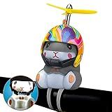 wonuu Duck Bike Bell with Light and Helmet Cute Hamster Bicycle Horn, Dashboard Decoration Hamster Toy Motorcycle Bike Bells Rubber Duck Car Dashboard Decorations (Rainbow-Hamster)