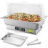 THXSUN Electric Buffet Server 9QT, Roll Top Chafing Dish Food Warmer with Button Panel Temperature Control, Stainless Steel Buffet Warmer for Catering, Parties, Events