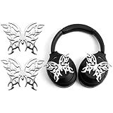 Fiwochic 2 Pack Headphone Accessories Metal Y2k Cyber Headphone Decoration Silver Butterflies Decor Headset Attachment Accessories Birthday Christmas Gamer Gift for Her Women Gamers Streamers