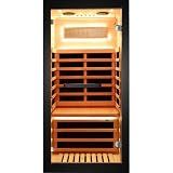 OUTEXER Sauna One Person Infrared Saunas Room Chilean Pine Wood 1050W Dry Saunas Spa with 7 Color Starry Sky Light Oxygen Bar Cup Holder 30.7x30.7x62.2inch