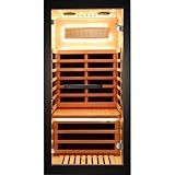OUTEXER Sauna One Person Infrared Saunas Room Chilean Pine Wood 1050W Dry Saunas Spa with 7 Color Starry Sky Light Oxygen Bar Cup Holder 30.7x30.7x62.2inch