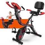 pooboo Folding Magnetic X‑Bike, Upright Exercise Bike for Home Gym