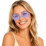 Toddmomy Purple Seashell Sunglasses Rimless Mermaid Style 5.70 Inch Shell Shaped Sunglasses for Women Beach Party Accessories