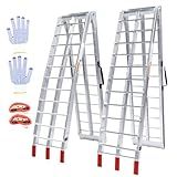 WheelX Aluminum Folding Loading Ramps, 1800 lbs Capacity Truck Ramps for Pickup Trucks Bed, Trailers Ramp with Load Straps for ATV/UTV, Motorcycles, Lawn Mowers, Golf Carts, 2Pcs, 90" L x 12" W