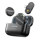 MAONO Wireless Lavalier Microphone for iPhone 17/16/15/Android/Tablet, USB C Mini Mic with 48KHz 24Bit, 300m Range, Voice Filter, Noise Cancellation, 30H Use for Video Recording, Streaming - Wave T5