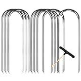 LOYUDEQIU Trampoline Stakes High Wind Ground Stakes, Heavy Duty Trampoline Anchors Tent Stakes, Galvanized Steel Wind Stakes Fence Stakes for Trampoline Fence (Silver 8pcs 10inch)