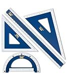 Mr. Pen- Wooden Geometry Set, 4 Pack, 8" 30°/60° Set Square, 5.5" 45°/90° Set Square, 6" Protractor & 12" Ruler for Classroom Use, Math, Drafting, Technical Drawing & Architecture