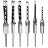 6 Pcs Square Hole Drill Bit Set for Wood - 5/8" 9/16" 1/2" 3/8" 5/16" 1/4" HSS Woodworking Hole Saw Mortising Chisel Square Hole Mortise Chisel Drill Bit Tools