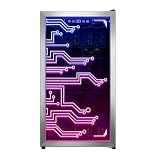 Manastin Gaming Light Up Beverage Refrigertor, Led Lighting Door 120 Cans Freestanding Beverage Fridge, Cyberpunk Beverage Cooler for Gaming, Gaming Room, Bar, Party (Lighting)