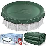 24FT Round Winter Pool Cover 500D Extra Thick Above Ground Pool Cover Above Ground Pool Protection with Winch and Cable,Green