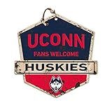 KH Sports Fan Connecticut Huskies Fans Welcome Badge Sign, 20x20 Inches, Huskies Decor for Dorm Room, Bedroom, Fan Cave, Living Room; Display Your Team Spirit with This Unique Connecticut Huskies Wall Art
