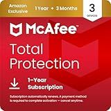 McAfee Total Protection 3-Device 2026 Ready | 15-Month Subscription with Auto-Renewal | anti virus software 2026 for pc, Antivirus, Secure VPN, Scam Protection, Identity Monitoring | Download