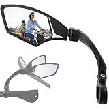Hafny Handlebar Bike Mirror – HD Glass, Wide Angle, Adjustable 360° Rear View – Shatterproof, Anti-Glare, Premium, MTB, E-Bike, and Commuter Cycling Safety, HF-MR095 (Silver Left)