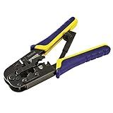 Yankok [RJ45 RJ12 RJ11 Modular Crimper] for CAT5/5e CAT6 Network Connectors 8P/6P/4P and UTP/STP Ethernet Cables Strip Cut and Crimp Tool N5684R Purple Handle (Ratcheting Mechanism. Easy to Storage)