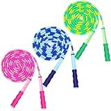 GRAWUN Jump Rope For Kids, 3 Pack Soft Beaded Jump Rope, Adjustable Length Tangle-Free Segmented Soft Beaded Skipping Rope, for Women, Men and Kids Keeping Fit, Workout and Weight Loss