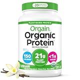 Orgain Organic Vegan 21g Protein Powder, Vanilla Bean, 2.03 lb | Plant based protein, 4g prebiotic fiber, no added sugar or lactose, non-GMO, for shakes & smoothies