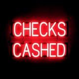 SpellBrite LED Neon CHECKS CASHED Sign for Business - Red, 25" x 15"
