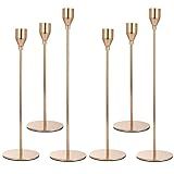 Anndason Set of 6 Pink Gold Candlestick Holders Pink Gold Candle Holder Taper Candle Holders Candle Holders Decorative Candlestick Holder for Home Decor, Wedding, Dinning, Party, Anniversary (Gold)