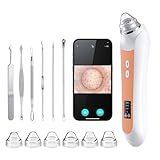Facial Pore Blackhead Remover Vacuum, 1080P Camera Blackhead Remover, 20x Zoom, 8 LEDs ＆ 3 Suction Modes, 800mAh Battery & USB - 6 Heads Pore Cleaner Kit for Women&Men(Orange)