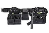 AWP Carpenter Tool Rig, Tool Belt Up to 50in, 1 Pack, Black