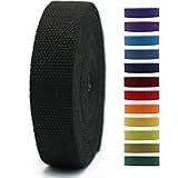 1" & 1.5'' & 2" Cotton Webbing - 5 Yards - 50+ Colors -%100 Natural Cotton - Turkish Woven - 1 Inch 1.5 Inch 2 Inch Black Canvas Webbing for Sewing Straps Bag Climbing Indoors Craft DIY 11512