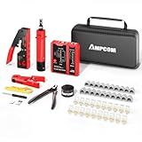 AMPCOM Ethernet Crimping Tool Kit 10-in-1 Pass Through RJ45/RJ11 Network Tool Kit with RJ45 Tester for Cat6/5e RJ45 Connectors, Includes 110 Punch Down Tool & Wire Stripper, Portable Waterproof Bag
