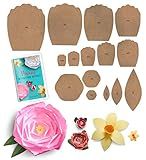 Paper Flower Template Kit, 2"-18" Peony, Leaf Templates and Instruction Book Included! DIY Wedding, Shower, Photography Backdrop (Peony)