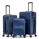Rosamo Luggage Sets 3 Piece, ABS Suitcase Set (20/24/28), Hardside luggage with Spinner Wheels, Travel Luggage,14x8x9 Airline Approved Carry on, Lightweight Luggage with High-Security Lock