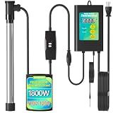 1800W Immersion Heater for Hot Tub, 304 Stainless Steel Submersible Immersion Heater with GFCI & Digital Thermostat, for Bathtub, Home SPA, Camping, Baptistery, Medium Stock Tank, Outdoor Use