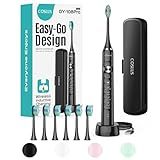 COSLUS Sonic Electric Toothbrush for Adults: 47000 VPM for Deep Cleaning & Whitening with Travel Case - 5 Modes for Sensitive Teeth & Braces, Wireless Charging, 6 Brush Heads for Home Family, Black