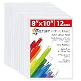 Simetufy 12 Pack 8x10 Canvas Boards for Painting, Blank Flat Canvas Panels Art Painting Supplies - Gesso Primed 100% Cotton for Acrylic Oil Watercolor Tempera Paint