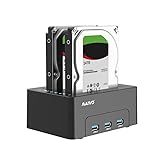 MAIWO Dual Bay Hard Drive Docking Station with Offline Clone for 2.5 3.5 Inch SATA HDD SSD, 3X USB 3.0 Hub Extension, 48TB Capacity, External Hard Drive Duplicator Cloner Copier